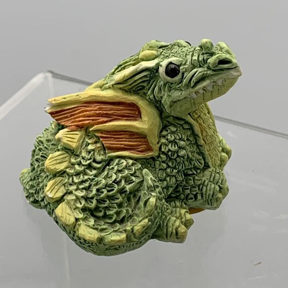 Vintage 1993 Stone Critter Littles Green Dragon SCL 003 Made in the USA Fantasy - Picture 3 of 14